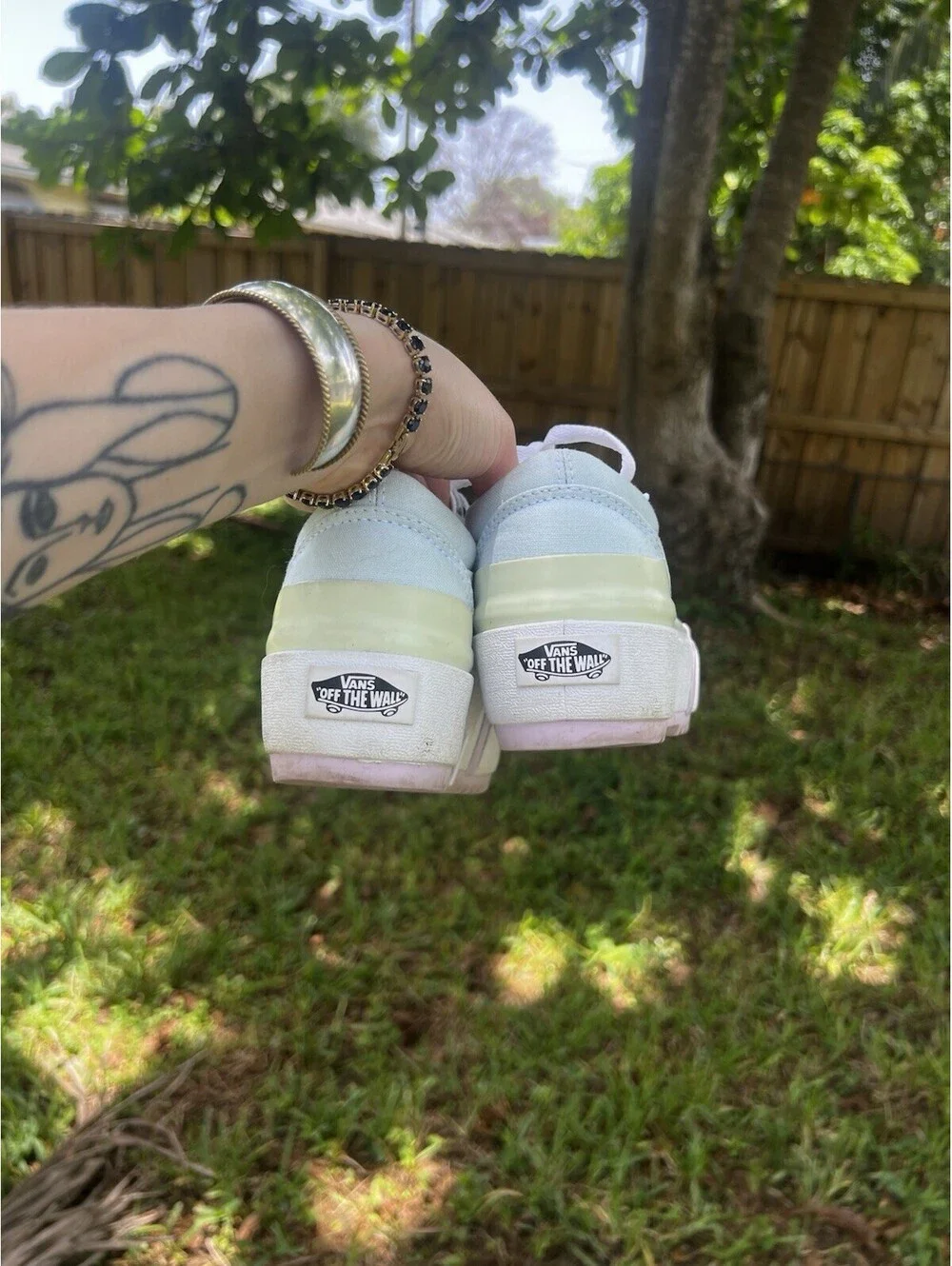 Pastel Baby Blue Stacked Vans Size 5.5